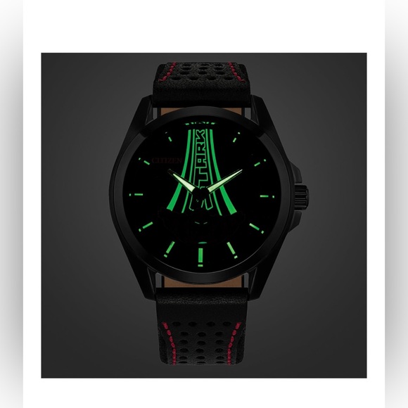 Citizen Marvel Disney Official Iron Man Stainless Steel Leather Watch & Pin,NWT - Picture 7 of 13